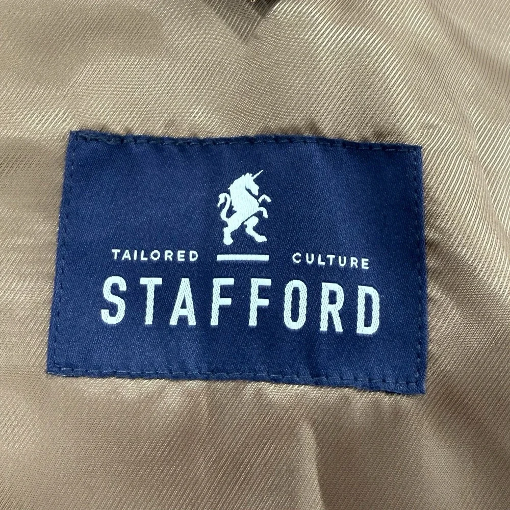 Stafford Linen Blazer Men's 50R Brown Classic Fit Signature Sport Coat Dual Vent